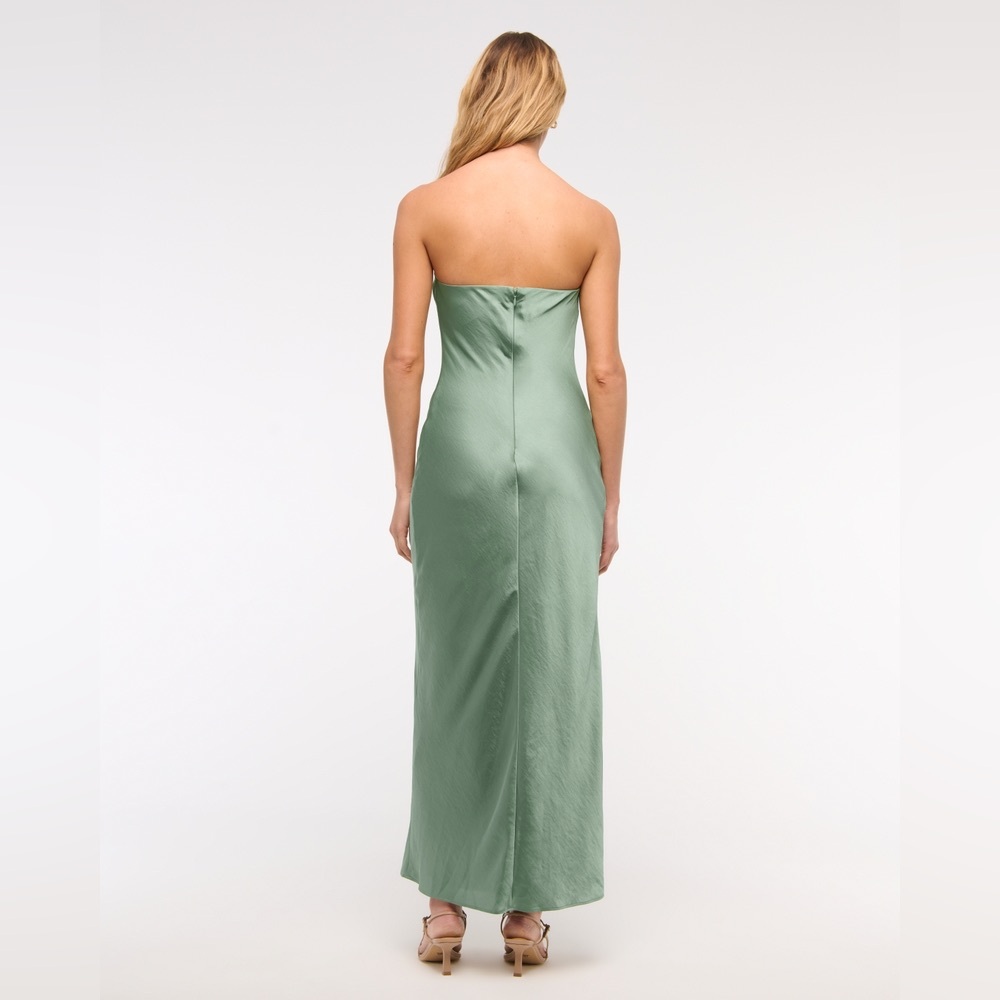 A&F Julia Strapless Scarf Elegant Maxi or Mid Dress
 Satin Green Strapless SP - Picture 7 of 12